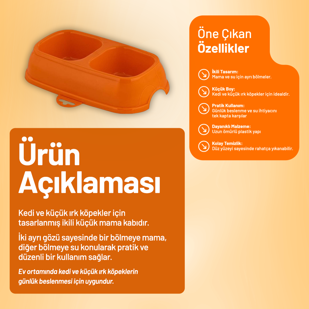 Kedi ve Köpek İkili Küçük Mama Kabı