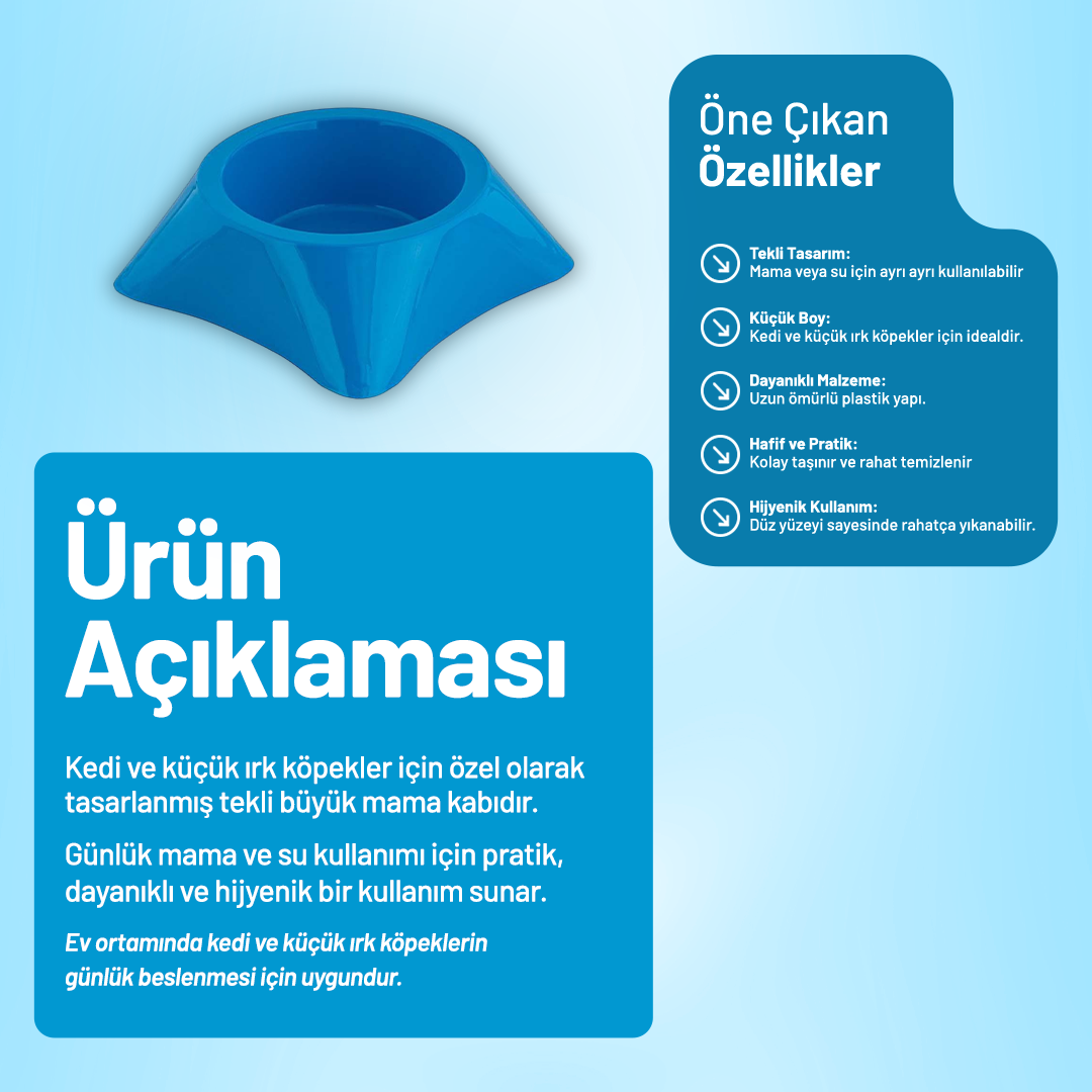 Kedi ve Köpek Tekli Büyük Mama Kabı