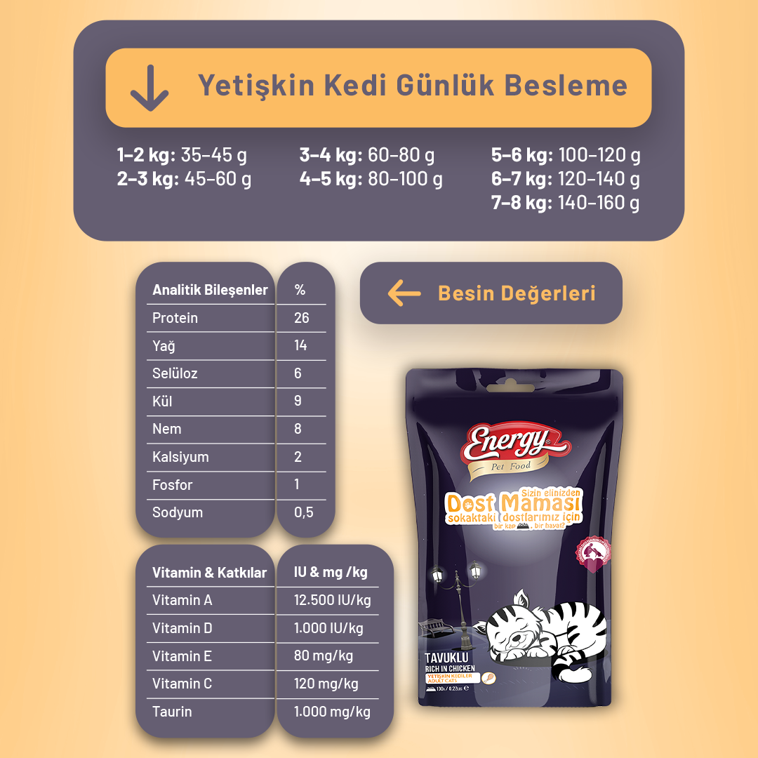 Pet Food Energy Dost Kedi Maması - 100 g
