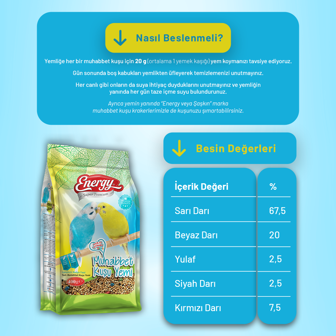 Muhabbet Kuşu Yemi 400 g - 6 Adet
