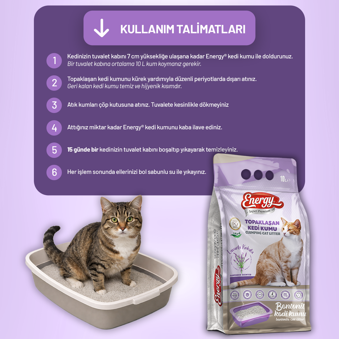 Kedi Kumu Lavanta Kokulu 10 lt - 2 Adet