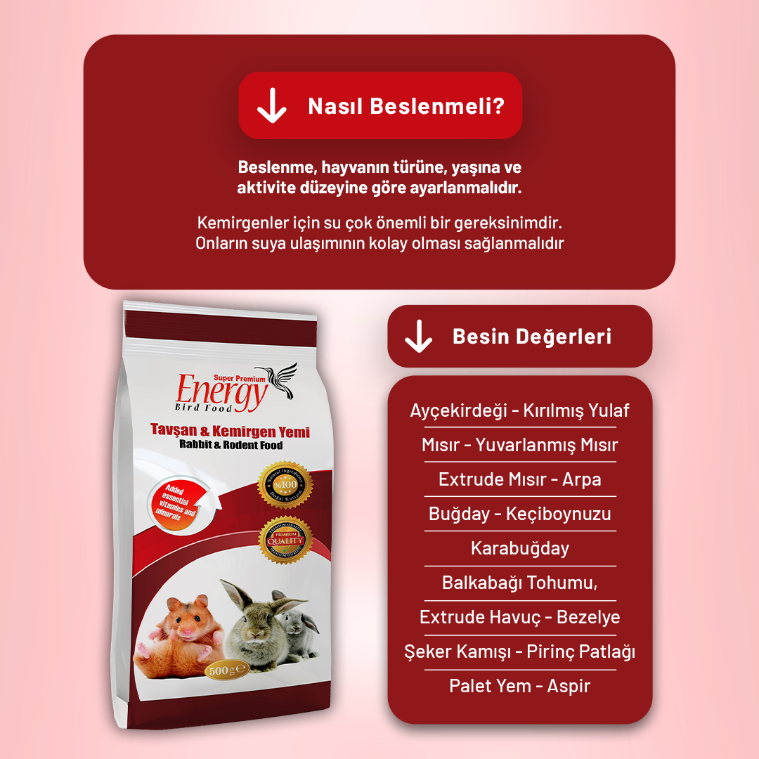 Tavşan & Kemirgen Yemi 500 g - 12 Adet