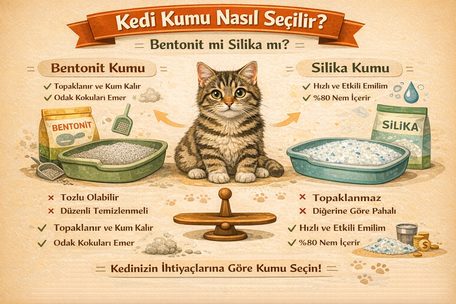 Kedi Kumu Nasıl Seçilir? Bentonit mi Silika mı?