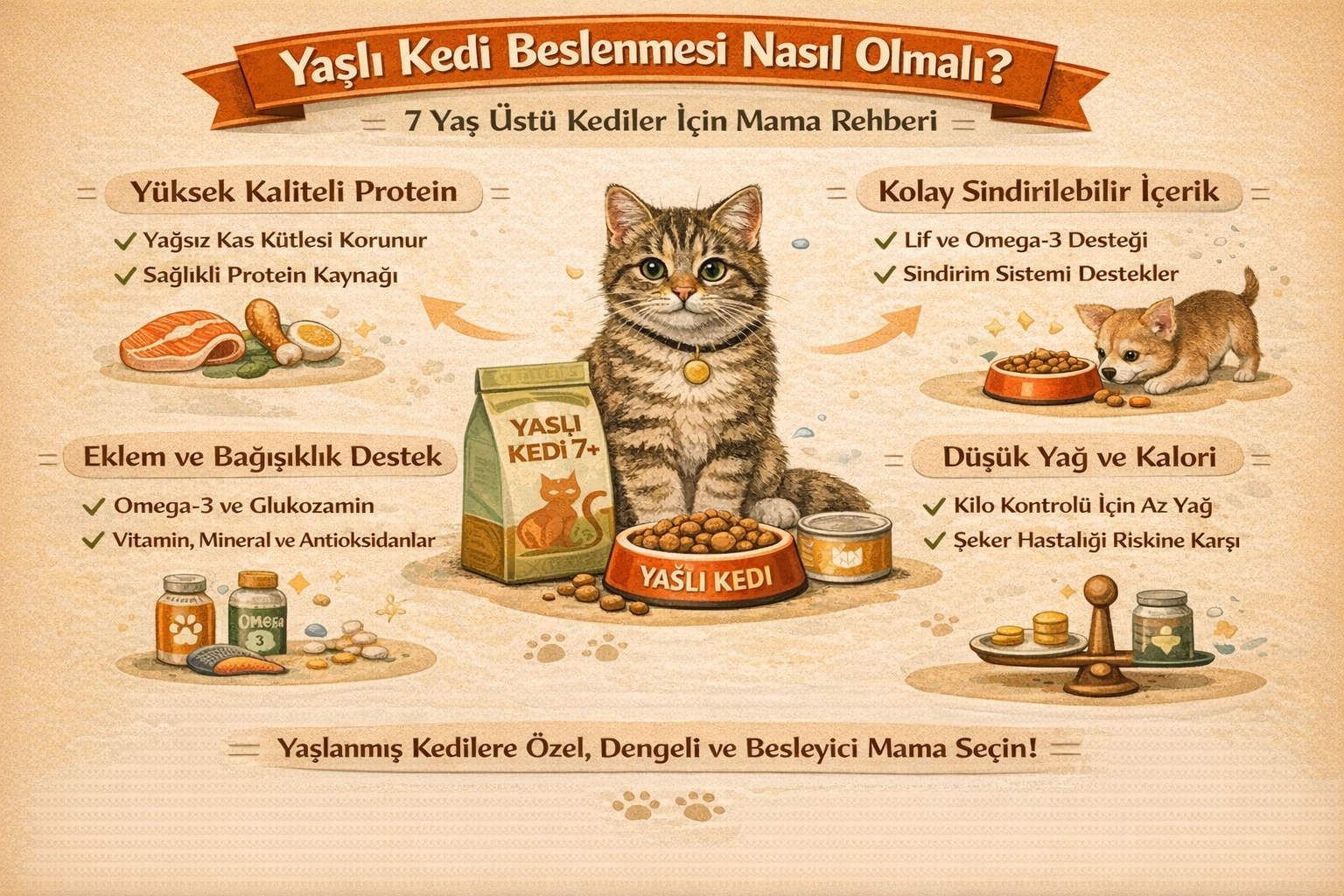 Yaşlı Kedi Beslenmesi Nasıl Olmalı? 7 Yaş Üstü Kediler için Mama Rehberi