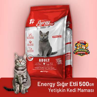 Energy Sığır Etli Yetişkin Kedi Maması - 500 g