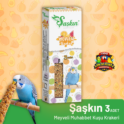 Şaşkın Meyveli Muhabbet Kuşu Krakeri - 3'lü
