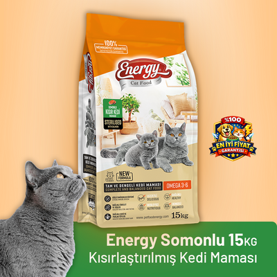 Energy Somonlu Kısırlaştırılmış Kedi Maması - 15 kg