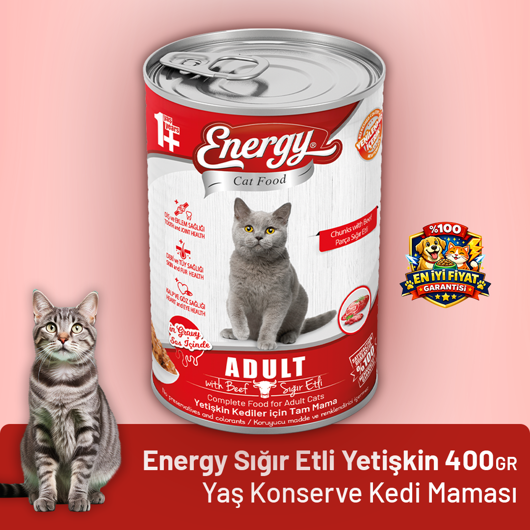 Energy Sığır Etli Yetişkin Yaş Kedi Maması - 400 g