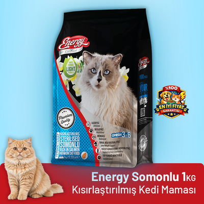 Energy Somonlu Kısırlaştırılmış Kedi Maması - 1 kg