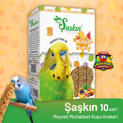 Şaşkın Meyveli Muhabbet Kuşu Krakeri - 10'lu