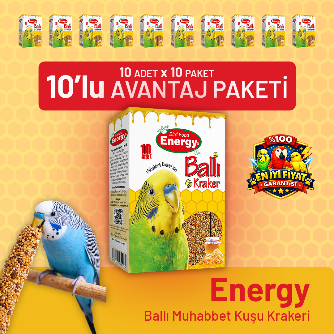 Ballı Muhabbet Kuşu Krakeri 10'lu- 10 Adet