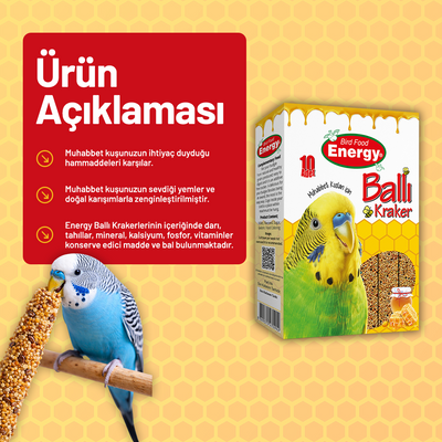 Ballı Muhabbet Kuşu Krakeri 10'lu- 10 Adet