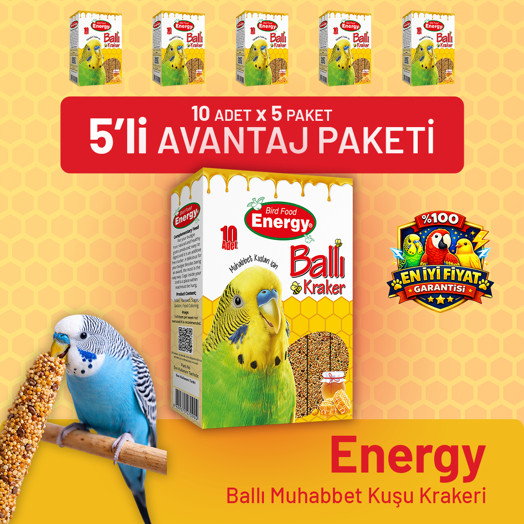 Ballı Muhabbet Kuşu Krakeri 10'lu- 5 Adet