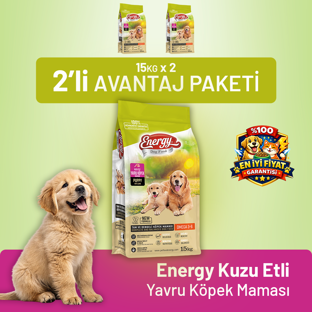 Kuzu Etli Yavru Köpek Maması 15 kg - 2 Adet