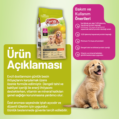 Kuzu Etli Yavru Köpek Maması 15 kg - 2 Adet