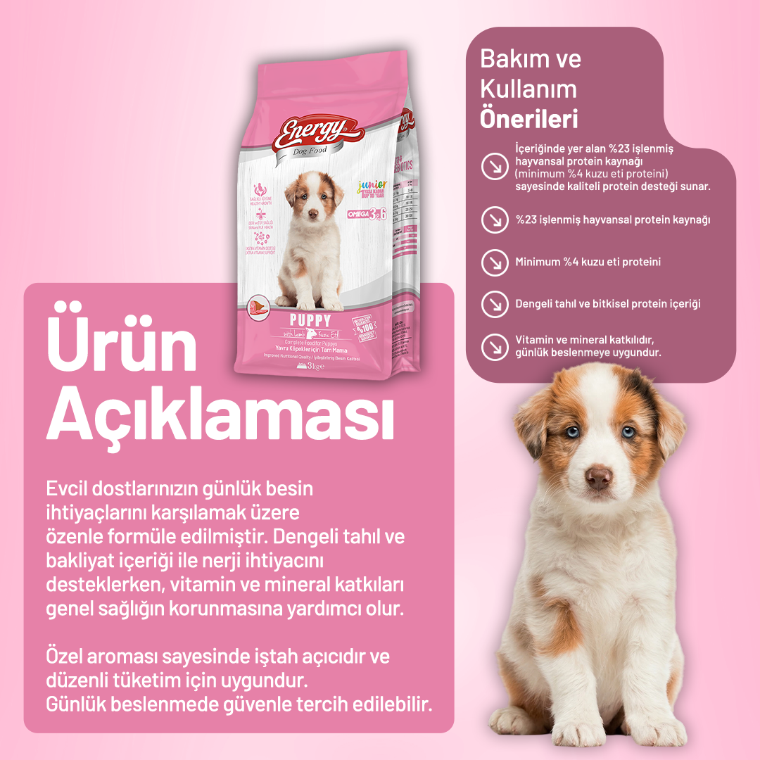 Kuzu Etli Yavru Köpek Maması 3 kg - 2 Adet