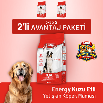 Kuzu Etli Yetişkin Köpek Maması 3 kg - 2 Adet