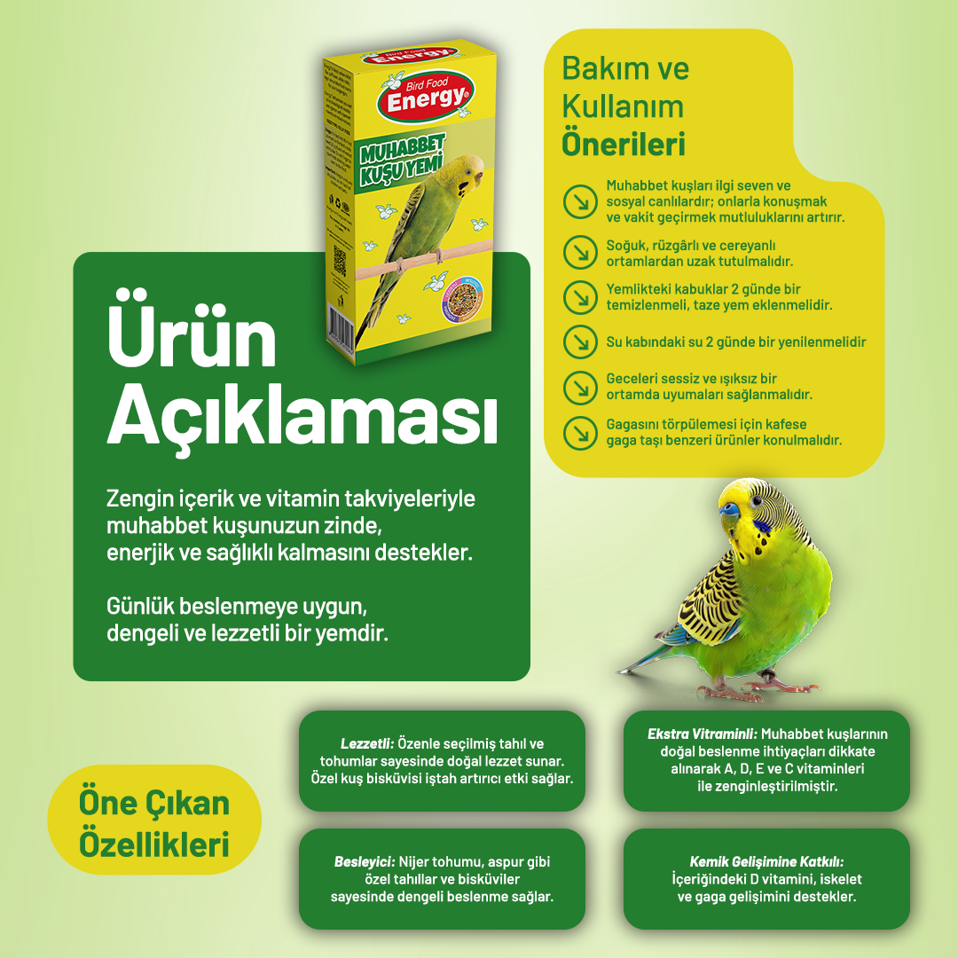 Energy Muhabbet Kuşu Yemi - 20 Adet