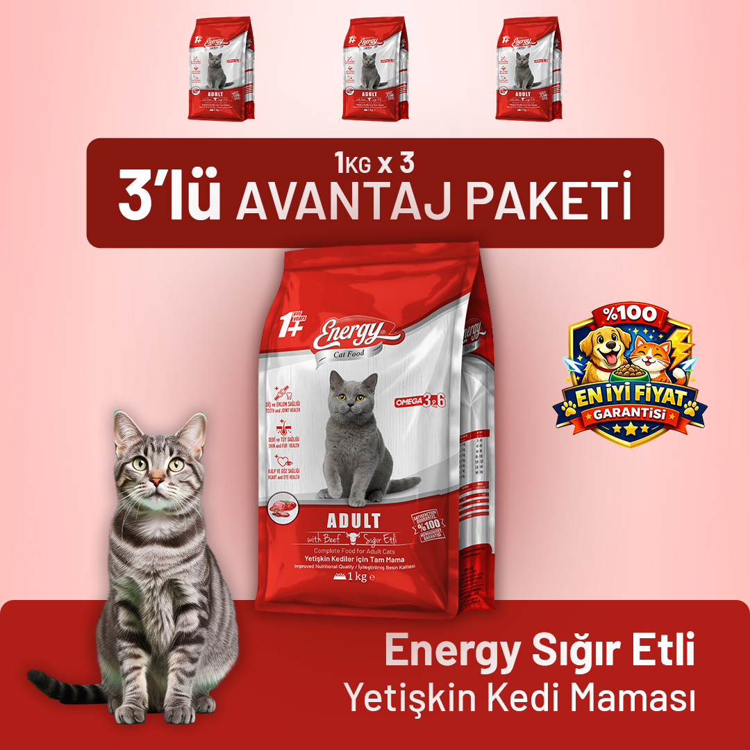 Sığır Etli Yetişkin Kedi Maması - 3 Adet