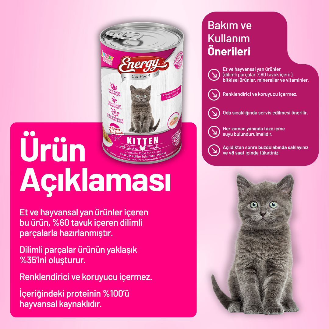 Tavuklu Yavru Yaş Kedi Maması 400 g - 6 Adet