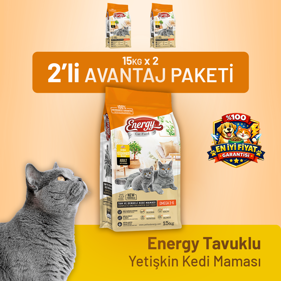 Tavuklu Yetişkin Kedi Maması 15 kg- 2 Adet