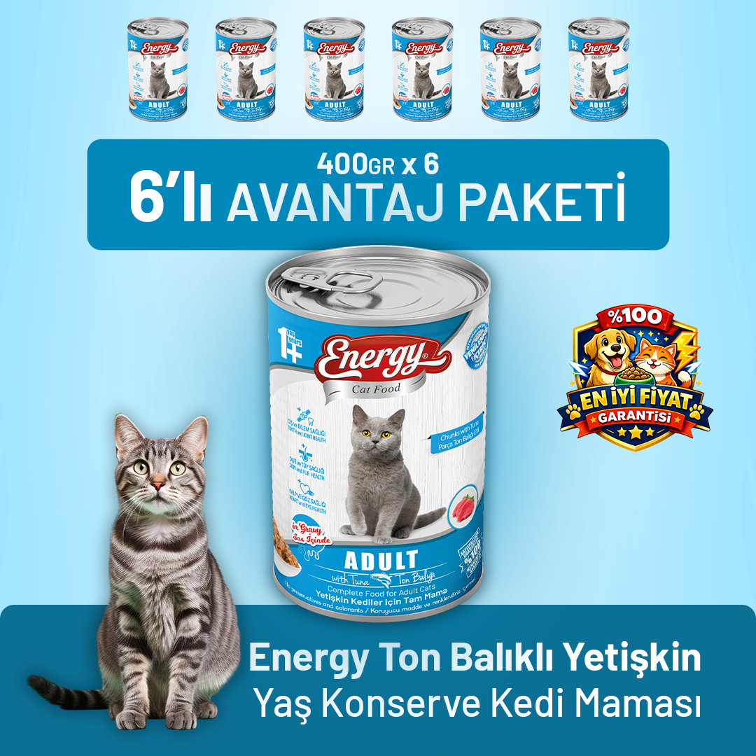 Ton Balıklı Yetişkin Yaş Kedi Maması 400 g - 6 Adet