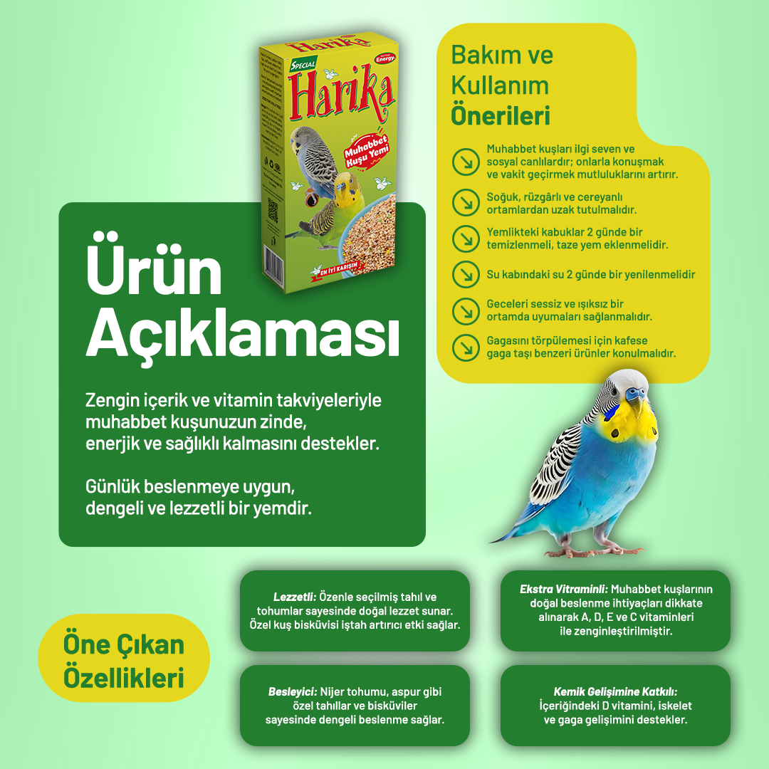 Harika Muhabbet Kuşu Yemi - 20 Adet