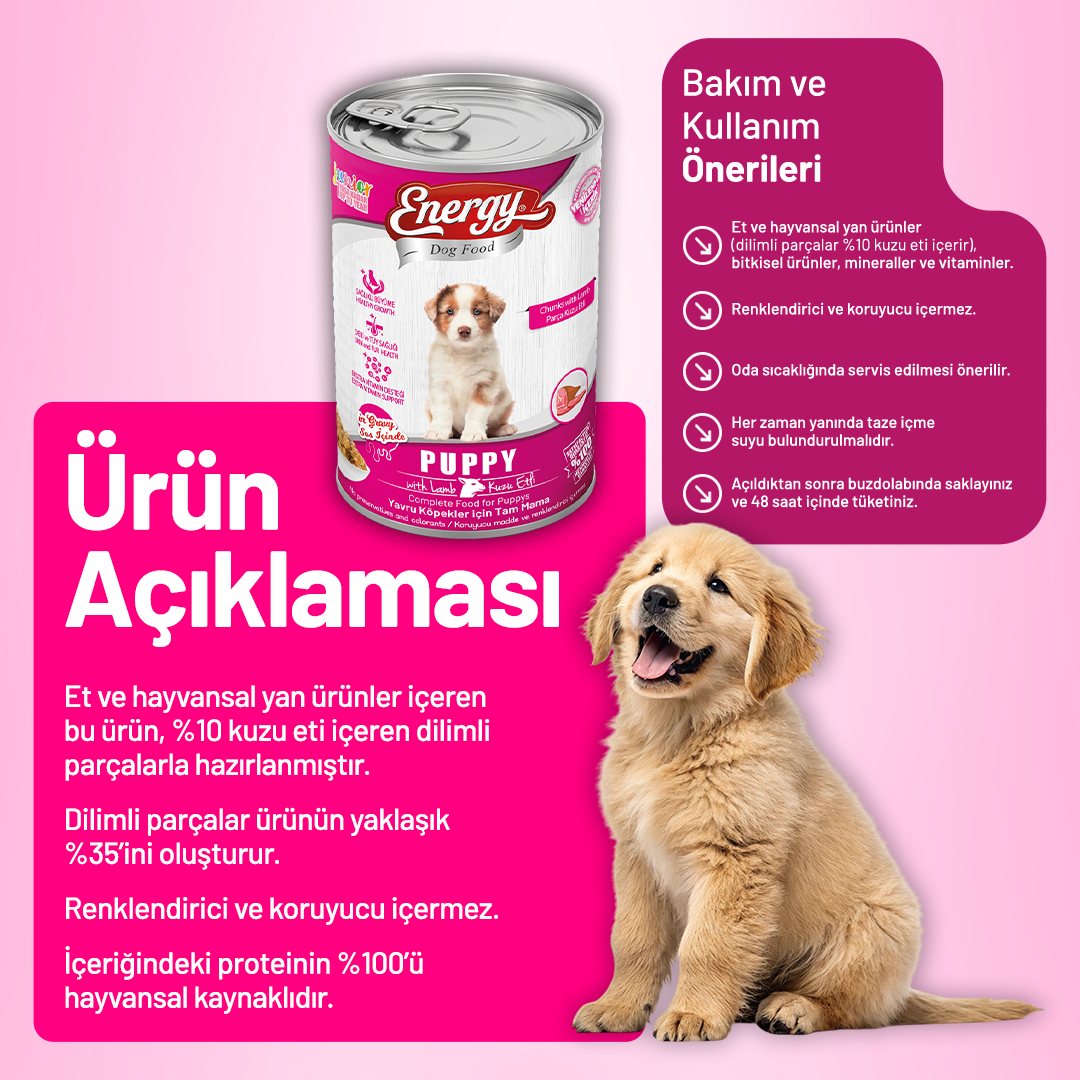 Energy Kuzu Etli Yavru Yaş Köpek Maması - 400 g