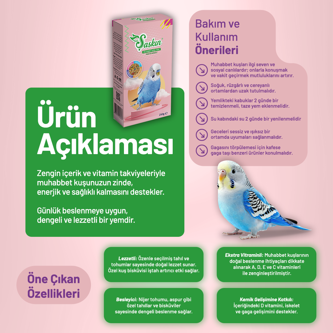 Şaşkın Muhabbet Kuşu Yemi - 250 g