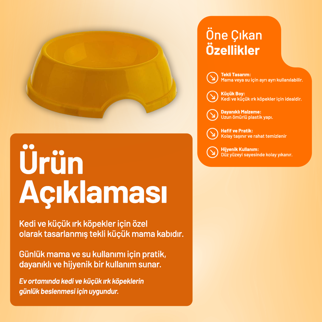 Kedi ve Köpek Tekli Küçük Mama Kabı