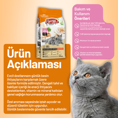 Energy Tavuklu Yavru Kedi Maması - 15 kg