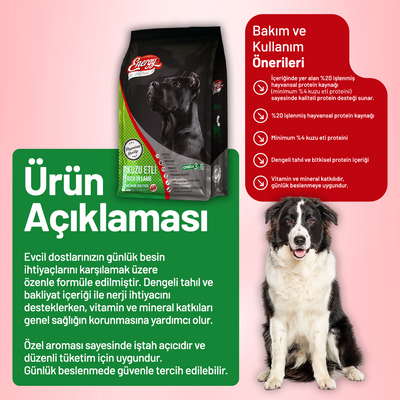 Energy Kuzu Etli Yetişkin Köpek Maması - 1 kg