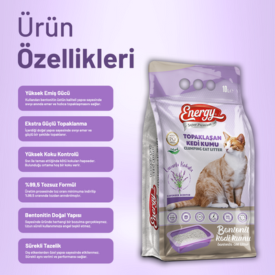 Super Premium Energy Kedi Kumu Lavanta Kokulu 10 lt