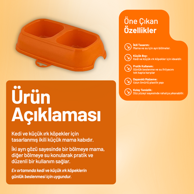 Kedi ve Köpek İkili Küçük Mama Kabı