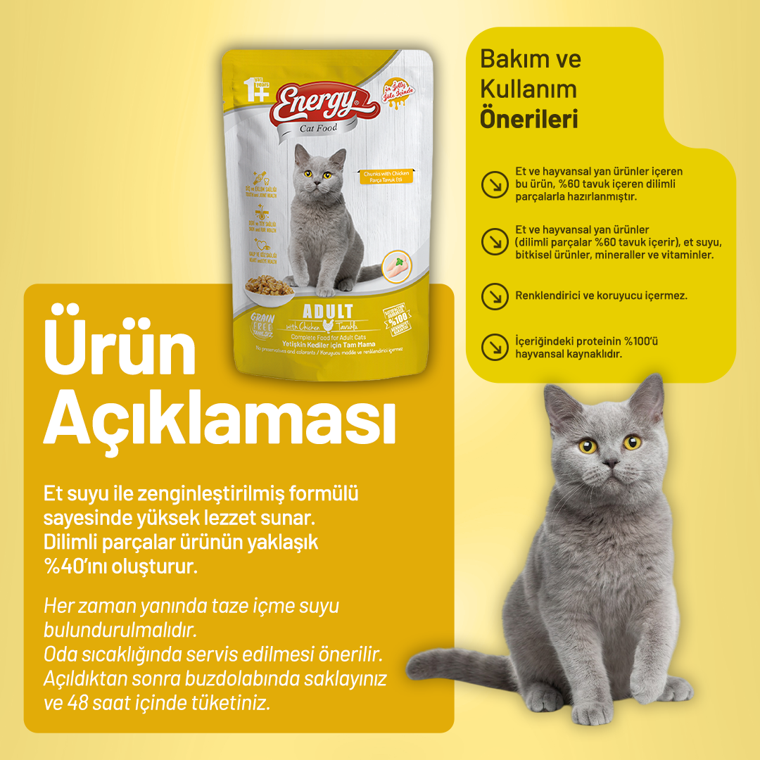Energy Tavuklu Yetişkin Yaş Kedi Maması - 85 g