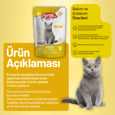 Energy Tavuklu Yetişkin Yaş Kedi Maması - 85 g