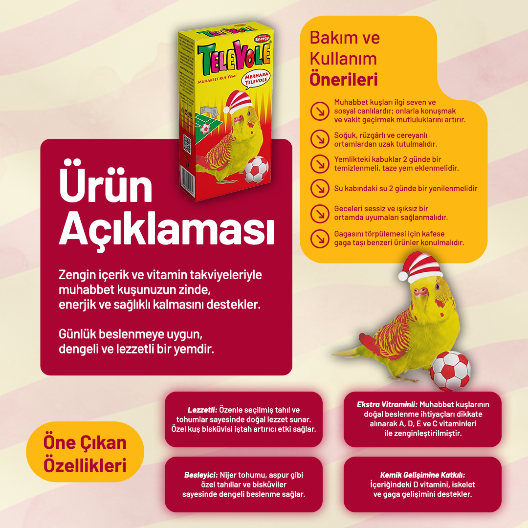 Televole Muhabbet Kuşu Yemi/GS - 300 g