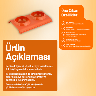 İkili Büyük Yuvarlak Mama Kabı