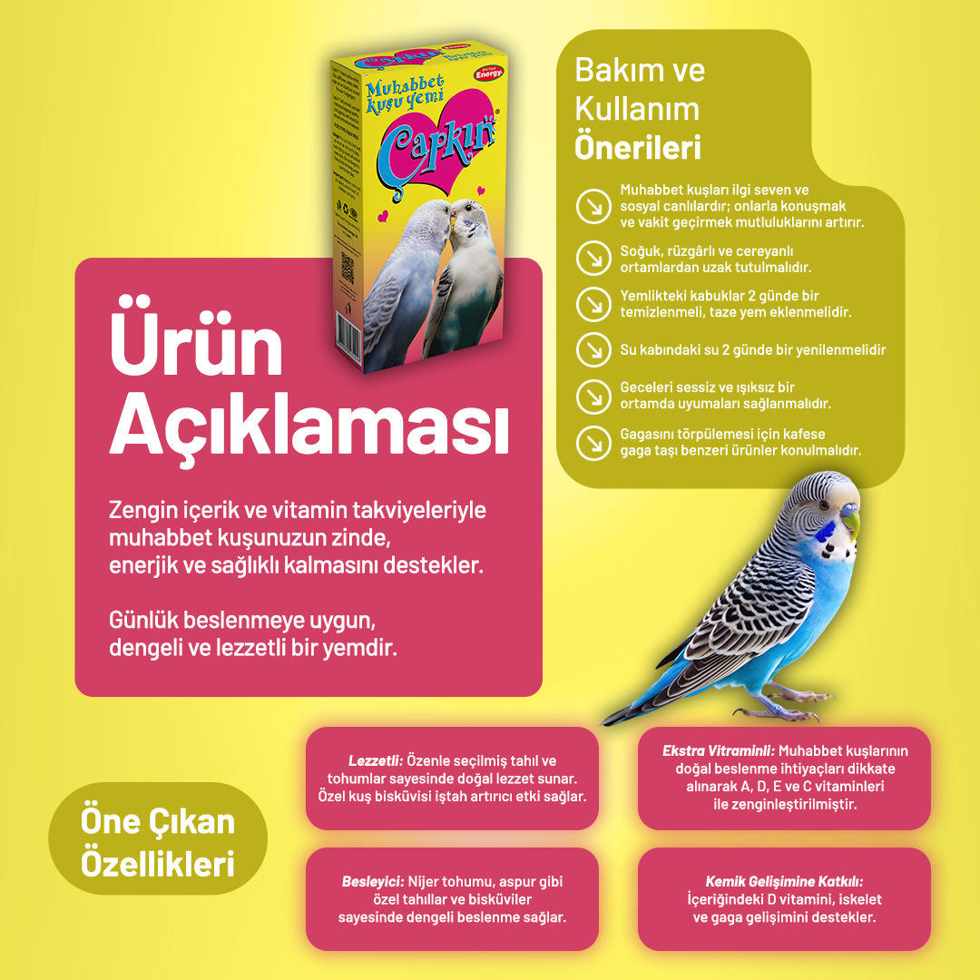 Çapkın Muhabbet Kuşu Yemi - 300 g