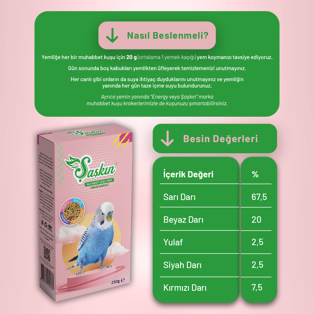 Şaşkın Muhabbet Kuşu Yemi - 250 g