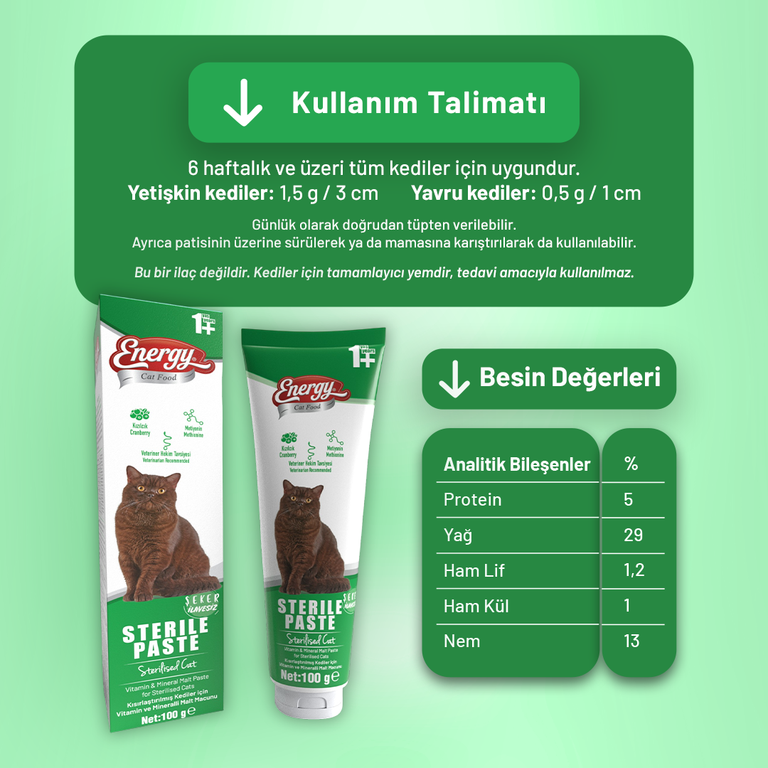 Energy Kısırlaştırılmış Kedi Paste - 100 g