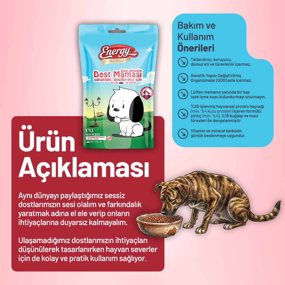Pet Food Energy Dost Köpek Maması -  125 g