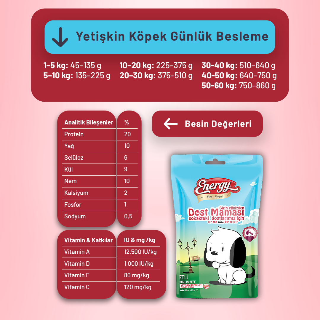 Pet Food Energy Dost Köpek Maması -  125 g