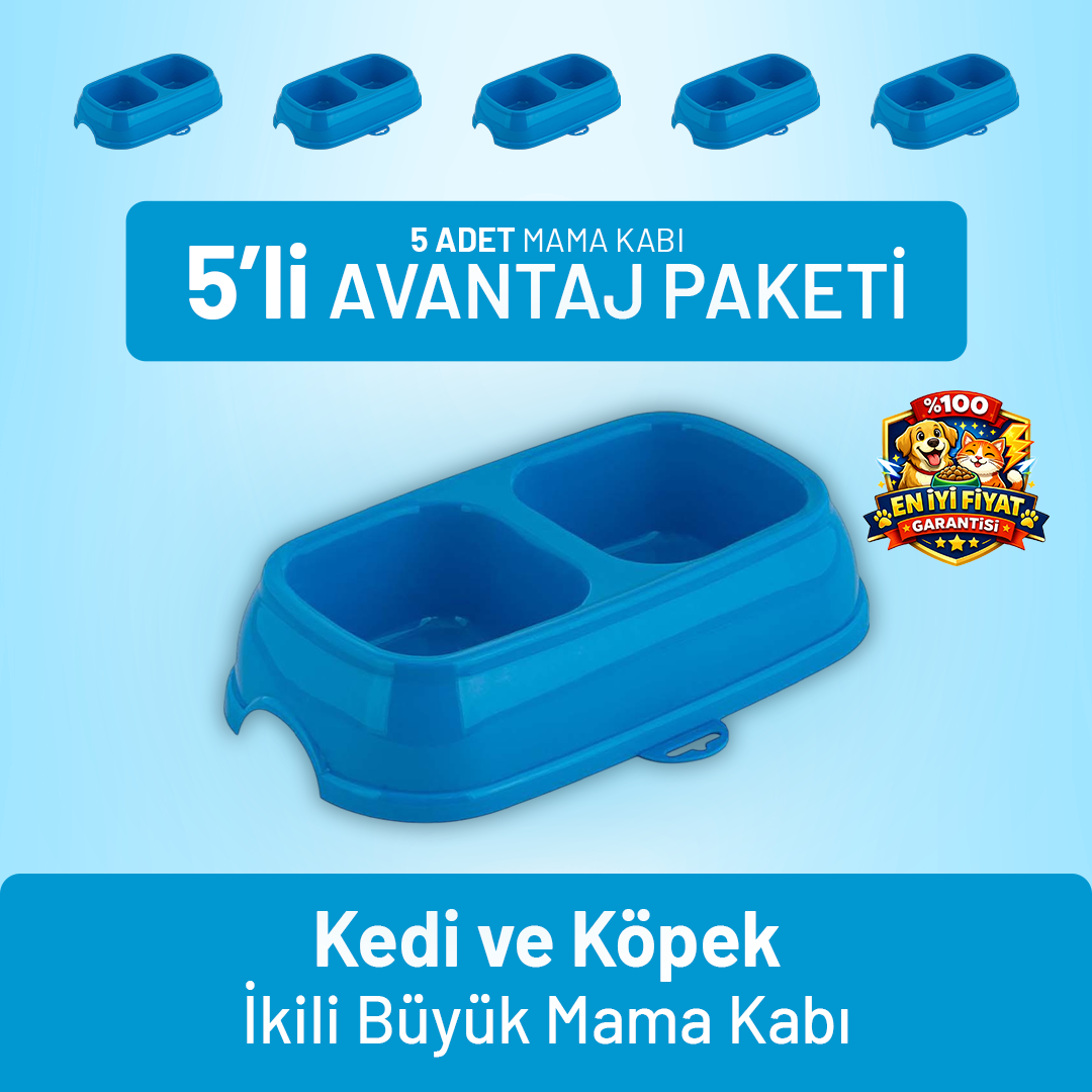 Kedi ve Köpek İkili Büyük Mama Kabı - 5 Adet