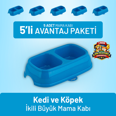 Kedi ve Köpek İkili Büyük Mama Kabı - 5 Adet
