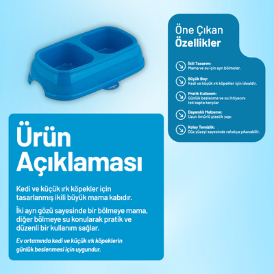 Kedi ve Köpek İkili Büyük Mama Kabı - 5 Adet