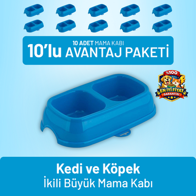 Kedi ve Köpek İkili Büyük Mama Kabı - 10 Adet