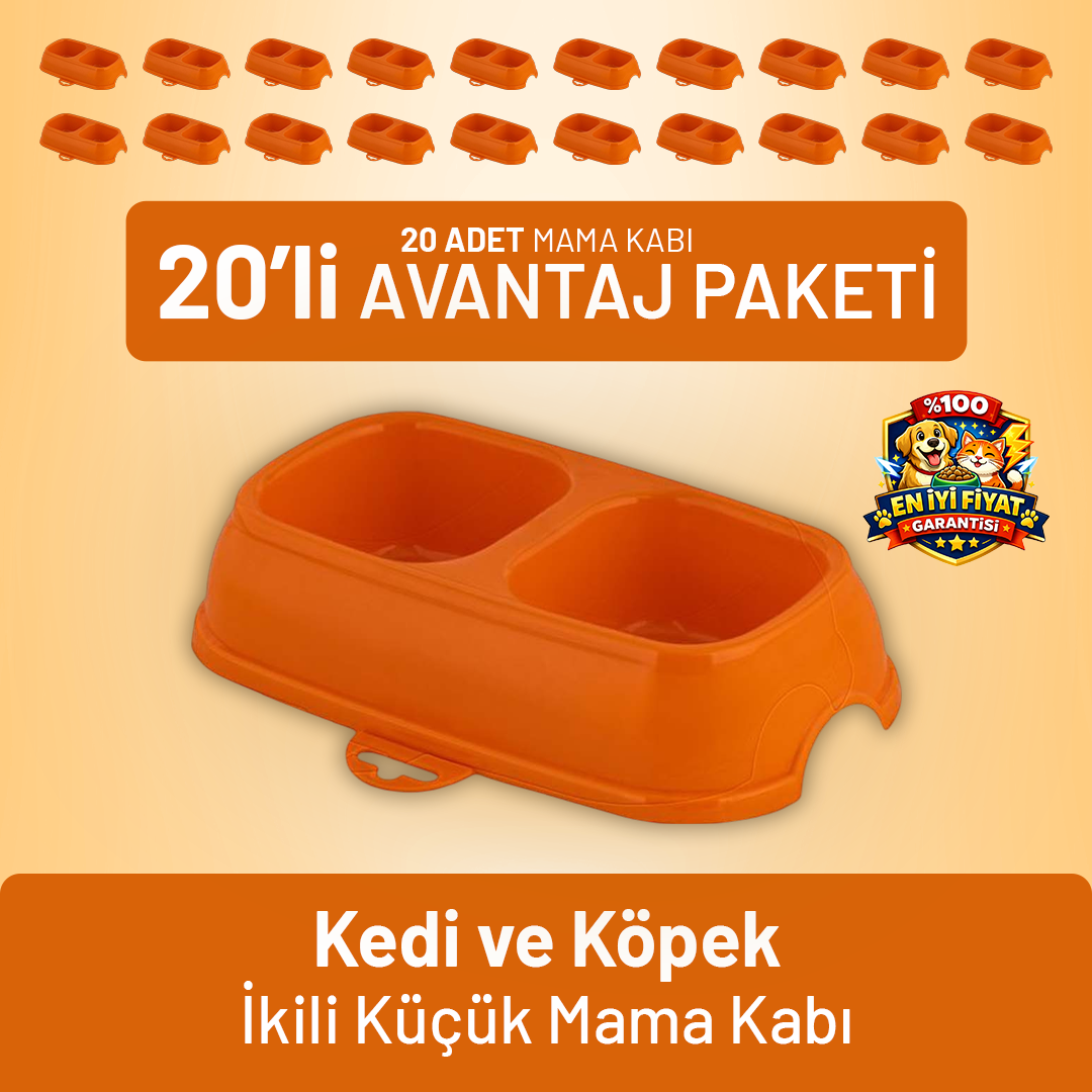 Kedi ve Köpek İkili Küçük Mama Kabı - 20 Adet