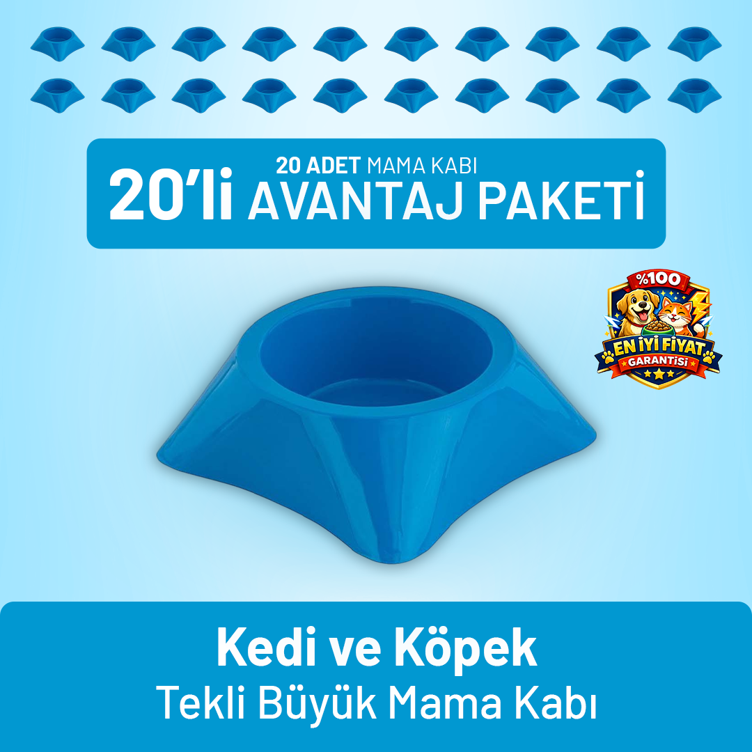 Kedi ve Köpek Tekli Büyük Mama Kabı - 20 Adet