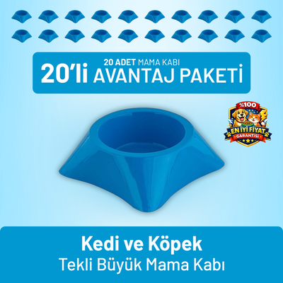 Kedi ve Köpek Tekli Büyük Mama Kabı - 20 Adet